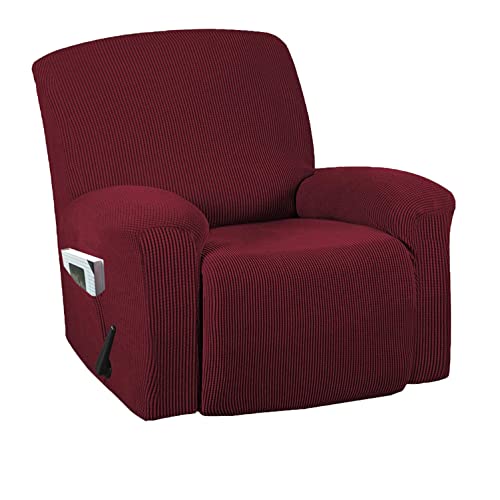OwkHome Jacquard-Liegestuhl-Schonbezug – Stretch-Möbelschutzbezug for Wohnzimmerstühle(Red) von OwkHome