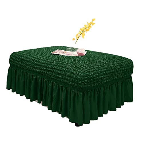 OwkHome Jacquard-Ottoman-Schonbezug, Stretch-Fußhockerbezug Mit Elastischer Unterseite, Abnehmbarer, Waschbarer Schutz for Wohnzimmer Und Schlafzimmer(Dark Green) von OwkHome