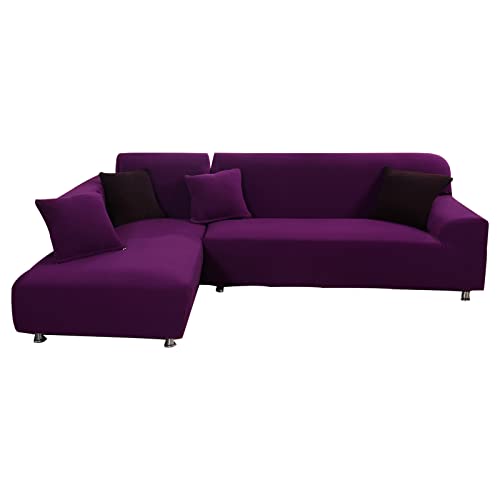 OwkHome Jacquard-Sofabezug-Set for L-förmiges Ecksofa – Super-Stretch-Möbelschutz(Purple,4+2 Seater) von OwkHome