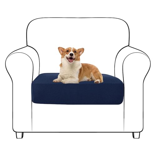 OwkHome Jacquard-Sofakissenbezug for Haustiere, Möbelschutz Mit Rutschfestem Design, Wendbarer Einzelsitz-Schonbezug(Navy Blue) von OwkHome