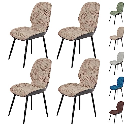 OwkHome Jacquard-Stretch-Barhocker-Schonbezüge, 6er-Set, Waschbarer, Gebogener Rückenschutz(Khaki 4pcs) von OwkHome