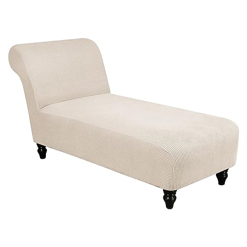 OwkHome Jacquard-Stretch-Chaiselongue-Bezug, Rutschfester, Waschbarer Schonbezug for Lounges Ohne Armlehnen(Beige) von OwkHome