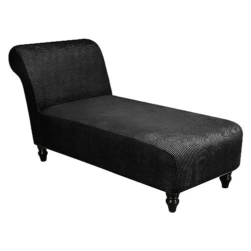 OwkHome Jacquard-Stretch-Chaiselongue-Bezug, Rutschfester, Waschbarer Schonbezug for Lounges Ohne Armlehnen(Black) von OwkHome