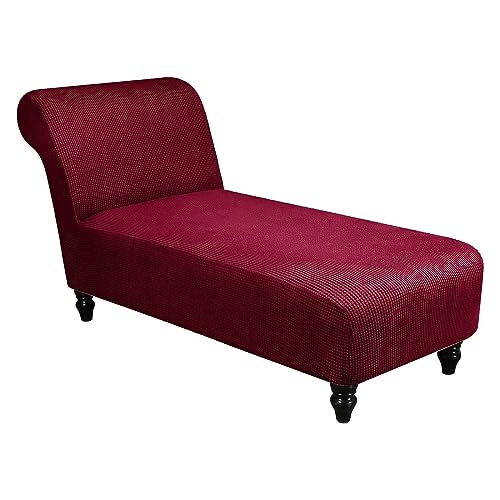 OwkHome Jacquard-Stretch-Chaiselongue-Bezug, Rutschfester, Waschbarer Schonbezug for Lounges Ohne Armlehnen(Wine Red) von OwkHome