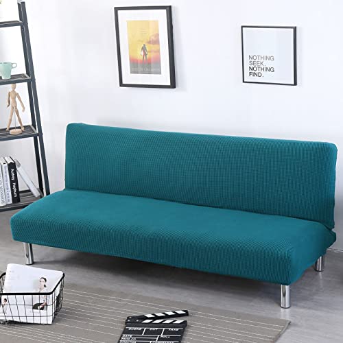 OwkHome Jacquard-Stretch-Futon-Schonbezug for Armlose Schlafsofas, Elastischer Spandex-Möbelschutz Mit Rutschfester Unterseite(Green,Medium (155-185cm)) von OwkHome