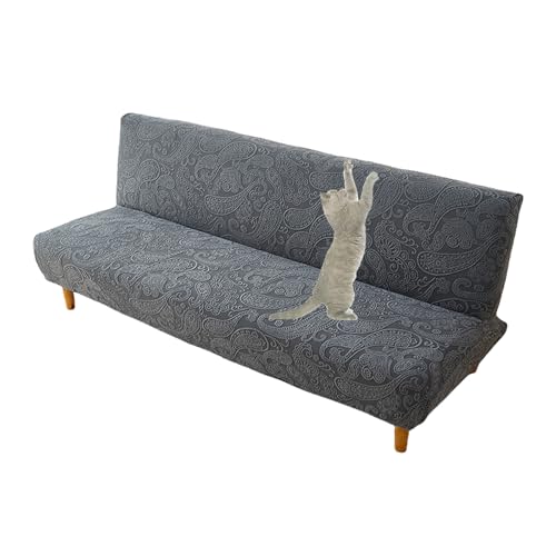 OwkHome Jacquard-Stretch-Futonbezug Ohne Armlehnen, Waschbarer Schonbezug(Dark Gray,S) von OwkHome