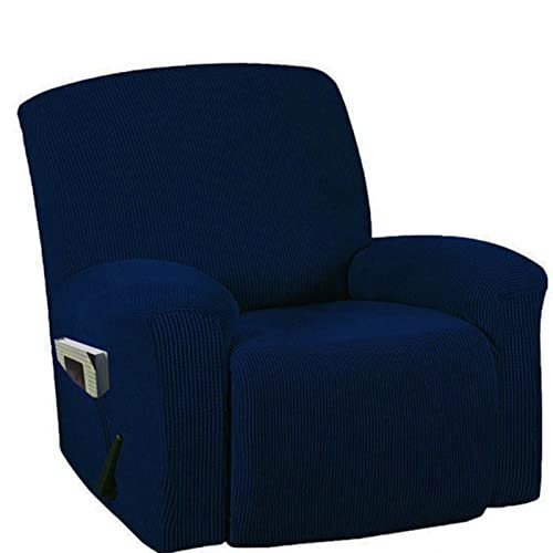 OwkHome Jacquard-Stretch-Liegesesselbezug, Seitentasche, Rutschfester Schutz(Navy Blue) von OwkHome