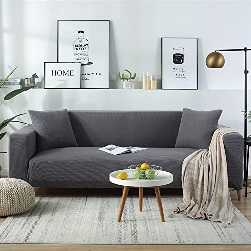 OwkHome Jacquard-Stretch-Sofabezug, Passgenauer Möbelschutz Mit Anti-Rutsch-Design(Light Grey,XX-Large 305-360cm) von OwkHome