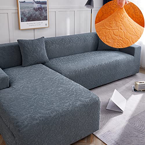 OwkHome Jacquard-Stretch-Sofabezug Mit Anti-Rutsch-Schutz(Dark Grey,3 Seater+3 Seater) von OwkHome