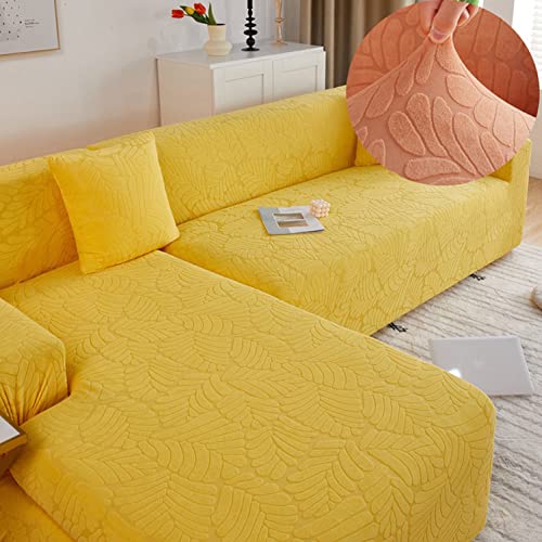 OwkHome Jacquard-Stretch-Sofabezug Mit Anti-Rutsch-Schutz(Yellow-2,4 Seater+4 Seater) von OwkHome