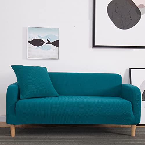 OwkHome Jacquard-Stretch-Sofabezug Mit Rutschfester Unterseite, Waschbarer Möbelschutz for Anbausofas(Blue,1 Seater(90-140cm)) von OwkHome