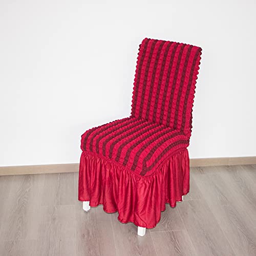 OwkHome Jacquard-Stretch-Stuhlbezug Parson Mit Rock, Waschbarer, Abnehmbarer Möbelschutz Im Landhausstil(Wine Red,2PCS) von OwkHome