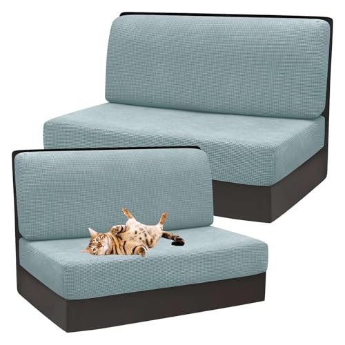OwkHome Jacquard Stretch wasserdichte Sofa Kissen Abdeckungen Waschbar Elastische Möbel Protector(Blue,Set of 2) von OwkHome