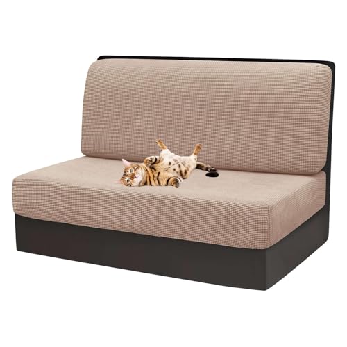 OwkHome Jacquard Stretch wasserdichte Sofa Kissen Abdeckungen Waschbar Elastische Möbel Protector(Khaki,Set of 1) von OwkHome