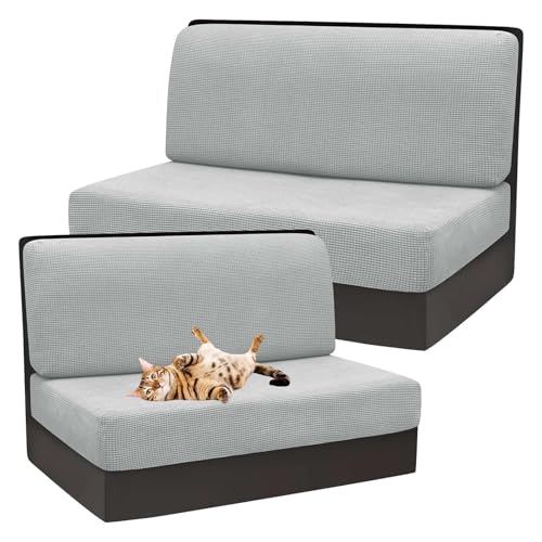 OwkHome Jacquard Stretch wasserdichte Sofa Kissen Abdeckungen Waschbar Elastische Möbel Protector(Light Gray,Set of 2) von OwkHome