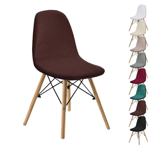 OwkHome Jacquard-Stuhlhussen Mit Schalendesign – Stretch-Schonbezüge Mit Gebogenem Design for Esszimmerstühle Und Lounge-Stühle Ohne Armlehnen(Brown 1pcs) von OwkHome