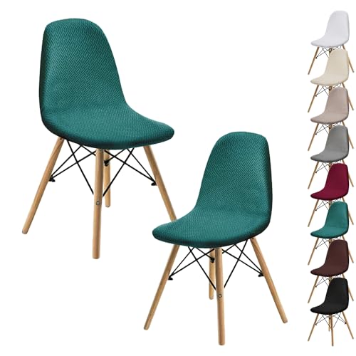 OwkHome Jacquard-Stuhlhussen Mit Schalendesign – Stretch-Schonbezüge Mit Gebogenem Design for Esszimmerstühle Und Lounge-Stühle Ohne Armlehnen(Green 2pcs) von OwkHome
