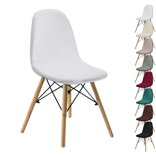OwkHome Jacquard-Stuhlhussen Mit Schalendesign – Stretch-Schonbezüge Mit Gebogenem Design for Esszimmerstühle Und Lounge-Stühle Ohne Armlehnen(White 1pcs) von OwkHome
