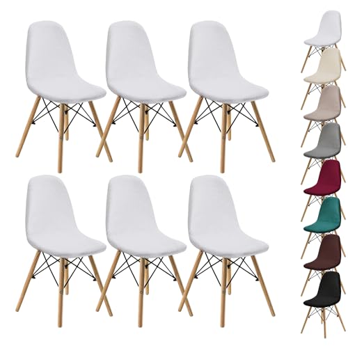 OwkHome Jacquard-Stuhlhussen Mit Schalendesign – Stretch-Schonbezüge Mit Gebogenem Design for Esszimmerstühle Und Lounge-Stühle Ohne Armlehnen(White 6pcs) von OwkHome