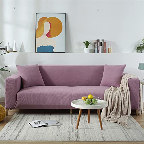 OwkHome Karierter Jacquard-Sofabezug, Stretch-Spandex-Möbelbezug, Universelle Passform(Purple a,Large 190 * 230cm) von OwkHome