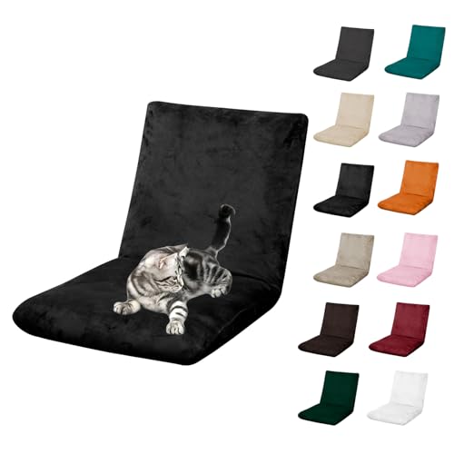 OwkHome Klappbarer Gaming-Stuhlbezug, Samtbezug for Liegestühle, Rutschfester Möbelschutz for Das Wohnzimmer(Black) von OwkHome