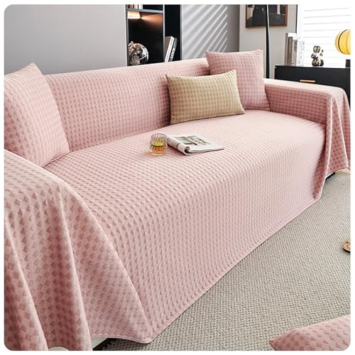 OwkHome Kühlender Tencel-Sofabezug for Anbausofas, Rutschfester, Haustierfreundlicher, Waschbarer Schonbezug(Pink,200 * 340CM) von OwkHome