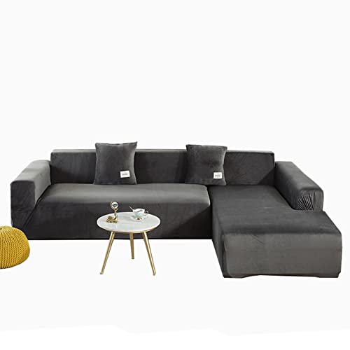 OwkHome L-förmiger, Dicker, Elastischer Sofabezug, Rutschfester Möbelschutz(Dark Grey,3 Seater+4 Seater) von OwkHome