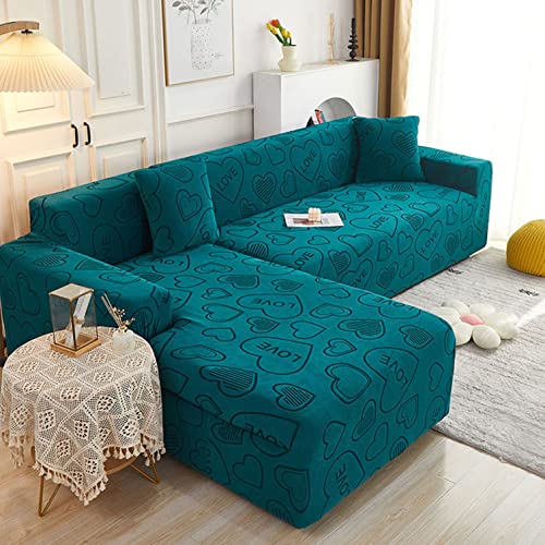 OwkHome L-förmiger Ecksofa-Schonbezug, Dehnbarer, Rutschfester Sofabezug Mit Schaumstoffankern, Maschinenwaschbarer Möbelschutz(Blue-1,3 Seater(190-230cm)) von OwkHome