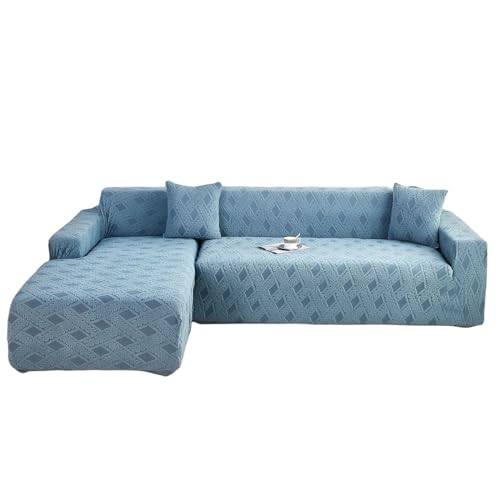 OwkHome L-förmiger Sofabezug, Ecksofa-Schonbezug Mit Rutschschutz(Blue,4+2 Seater) von OwkHome