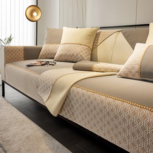 OwkHome L-förmiger Sofabezug Aus Chenille, Rutschfester Schonbezug for Haustiere – Waschbarer Möbelschutz for Alle Jahreszeiten(Grey,90 * 210cm/35.4 * 82.7in) von OwkHome