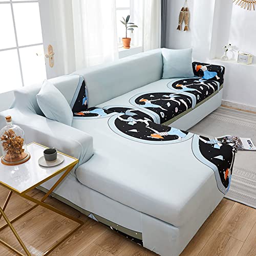 OwkHome L-förmiger Sofabezug – Maschinenwaschbarer Stretchbezug for Universellen Möbelschutz(B,4 Seater+4 Seater) von OwkHome