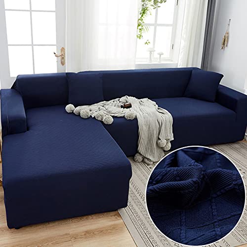 OwkHome L-förmiger Sofabezug Mit Anti-Rutsch-Design, Hochelastischer Möbelschutz(Blue-1,3 Seater+4 Seater) von OwkHome