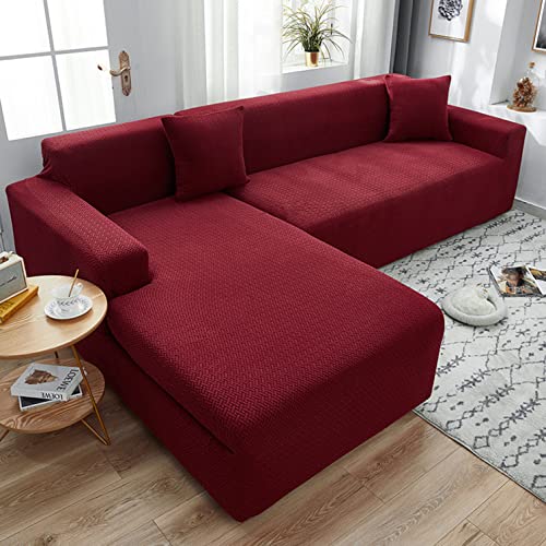 OwkHome L-förmiger Sofabezug – Super Dehnbarer, Rutschfester Möbelschutz(Red,2 Seater+3 Seater) von OwkHome