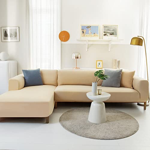 OwkHome L-förmiger Stretch-Sofabezug – Weicher, Waschbarer Möbelschutz(Yellow,4 Seater+4 Seater) von OwkHome