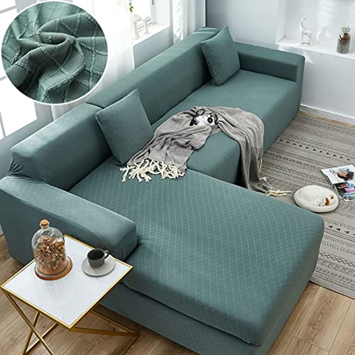 OwkHome L-förmiges Sofabezug-Set Mit Anti-Rutsch-Schaum Und Elastischer Unterseite(Green,3 Seater+3 Seater) von OwkHome