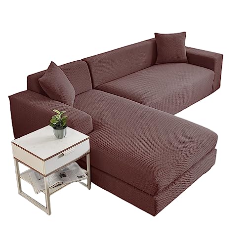 OwkHome L-förmiges Sofabezug-Set Mit Chaiselongue-Bezug, Dehnbarer, Rutschfester Möbelschutz(Coffee,4+2 Seater) von OwkHome