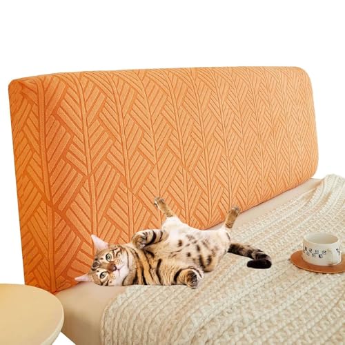 OwkHome Luxuriöser Elastischer Kopfteil-Schonbezug, Stretch-Stoffbezug for Schutz des Bettrahmens(Orange,170-190cm(67-74in)) von OwkHome