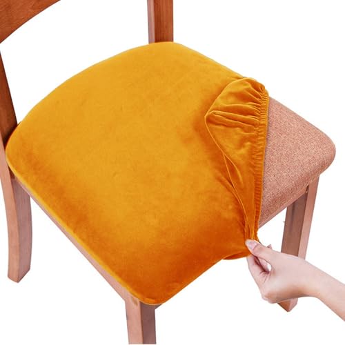 OwkHome Luxuriöses Stuhlhussen-Set Aus Samt for Esszimmerstühle, Stretch-Schutz(Orange,2 Pieces) von OwkHome