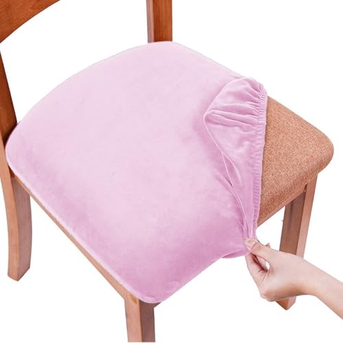 OwkHome Luxuriöses Stuhlhussen-Set Aus Samt for Esszimmerstühle, Stretch-Schutz(Pink,6 Pieces) von OwkHome