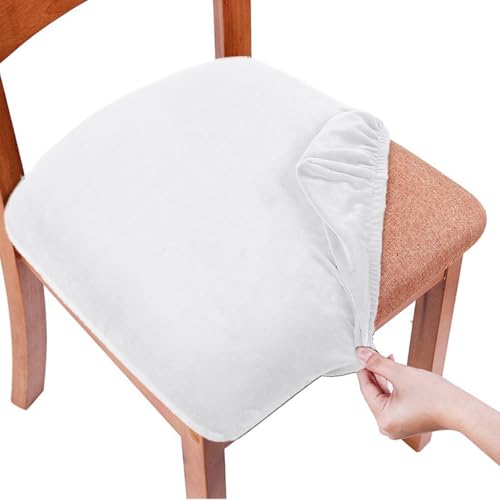 OwkHome Luxuriöses Stuhlhussen-Set Aus Samt for Esszimmerstühle, Stretch-Schutz(White,2 Pieces) von OwkHome