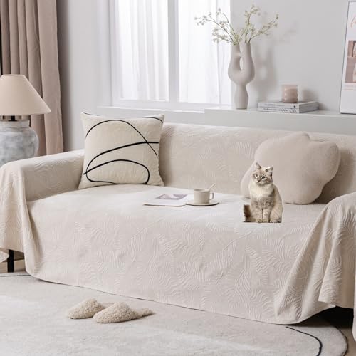 OwkHome Mehrzweck-Sofabezug: Weicher, Waschbarer Schonbezug for Eckcouch, Haustierfreundlicher Schutzüberwurf(Beige,180 * 420cm/71 * 165in) von OwkHome
