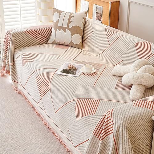 OwkHome Moderner, Minimalistischer Sofabezug for 3-Sitzer-Sofagarnituren, Waschbarer, Haustierfreundlicher Schonbezug, Rutschfester Möbelschutz(Red,180 * 300cm/71 * 118in) von OwkHome