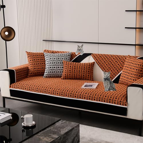 OwkHome Moderner, Rutschfester Sofabezug In L-Form – Der Sofabezug Schützt Die Möbel Das Ganze Jahr Über Und Passt Zu Mehreren Kissenstilen(Orange,90 * 240cm/35.4 * 94in) von OwkHome