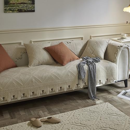 OwkHome Moderner L-förmiger Sofabezug, Rutschfester, Waschbarer Schonbezug for 2-4-Sitzer-Sofas(Beige,70 * 180cm/27.6 * 71in) von OwkHome