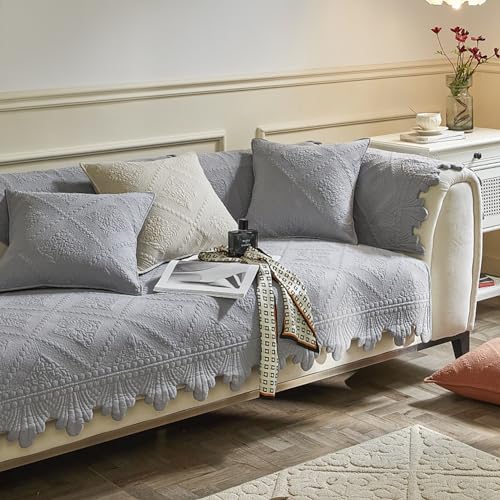 OwkHome Moderner L-förmiger Sofabezug, Rutschfester, Waschbarer Schonbezug for 2-4-Sitzer-Sofas(Grey,90 * 90cm/35.4 * 35.4in) von OwkHome