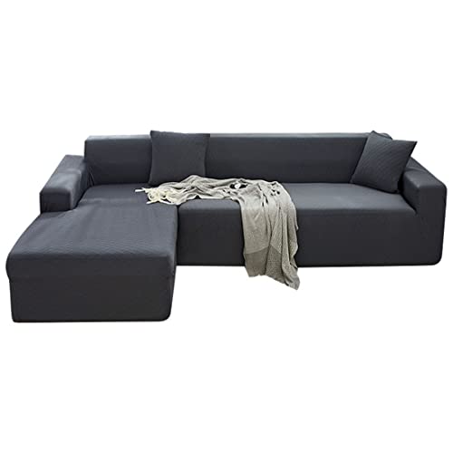 OwkHome Moderner Sofabezug In L-Form | Elastische Unterseite | rutschfest | Möbelschutz | 3-Sitzer-Couchbezug(Grey,4 Seater+4 Seater) von OwkHome