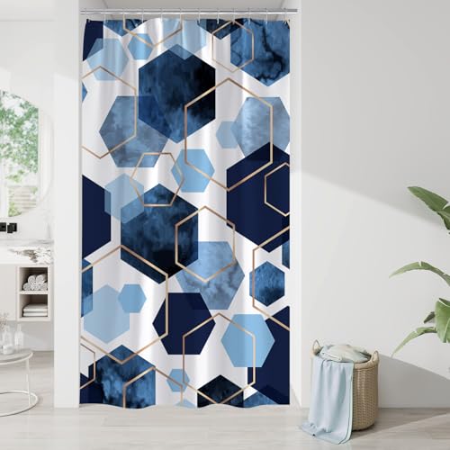 OwkHome Modernes Geometrisches Kunst-Duschvorhang-Set, Blau, Wasserdicht, Abstrakter Stoff, Badezimmerdekor, 183 X 183 cm(Blue,72" W x 36" L (Pack of 1)) von OwkHome
