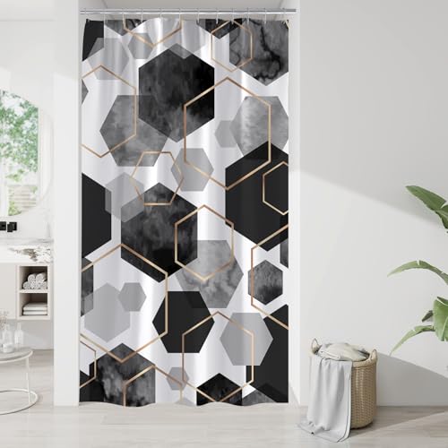 OwkHome Modernes Geometrisches Kunst-Duschvorhang-Set, Blau, Wasserdicht, Abstrakter Stoff, Badezimmerdekor, 183 X 183 cm(Green,72" W x 36" L (Pack of 1)) von OwkHome