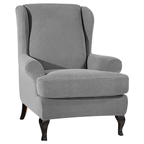 OwkHome Ohrensessel-Schonbezüge, 2er-Pack, Stretch-Möbelschutz(Dark Grey) von OwkHome