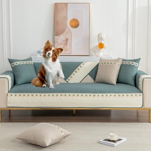 OwkHome Patchwork-Sofabezug - Waschbarer L-förmiger Schonbezug for 2-4-Sitzer-Sofas(Green,70 * 70cm/27.6 * 27.6in) von OwkHome